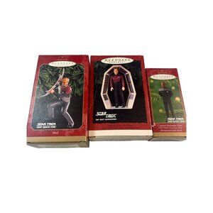 Star Trek Keepsake Ornaments Set Of 3 Worf Captain Picard Captain Sisko Hallmark